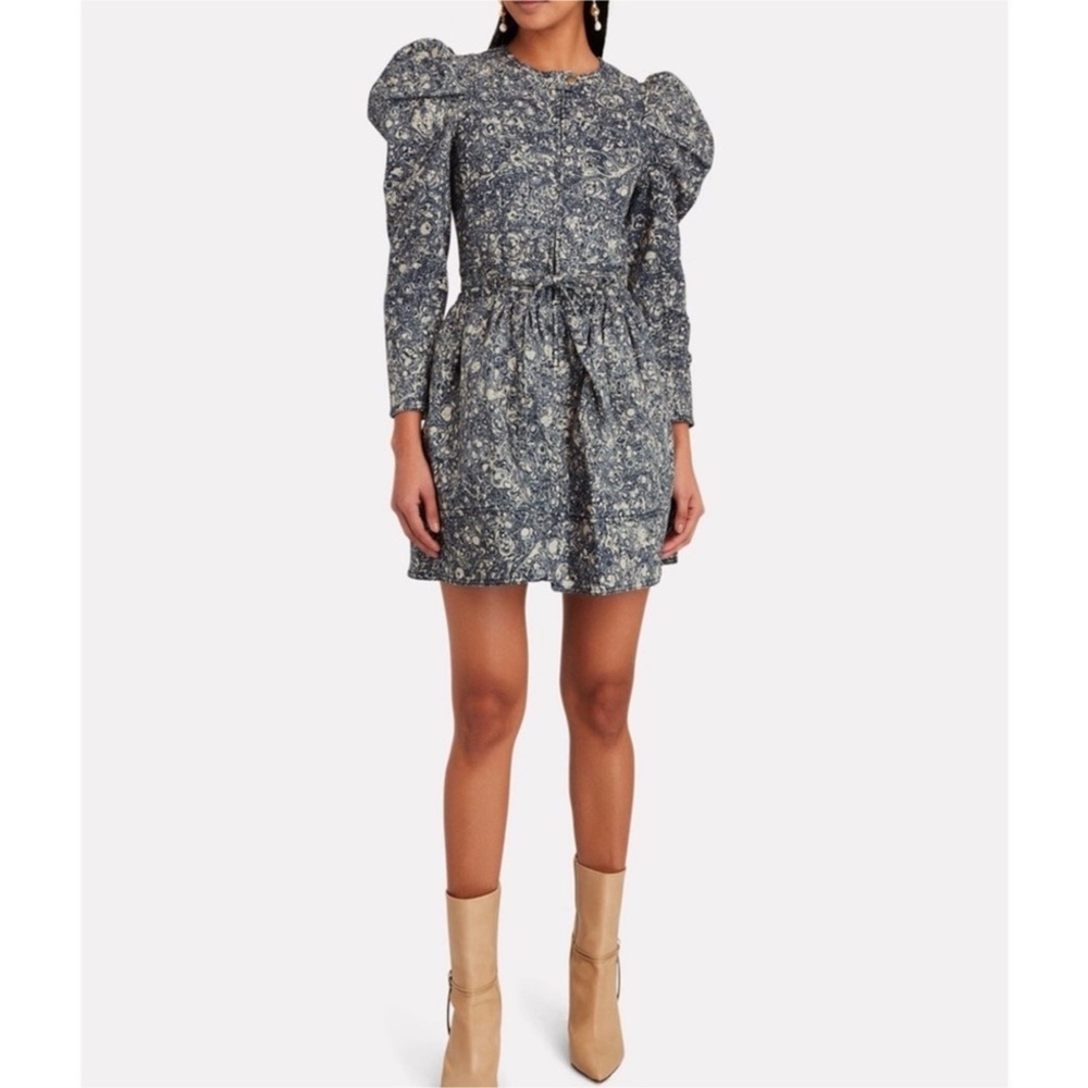 ULLA JOHNSON Domino Marbled Denim Mini Dress Sz 8
